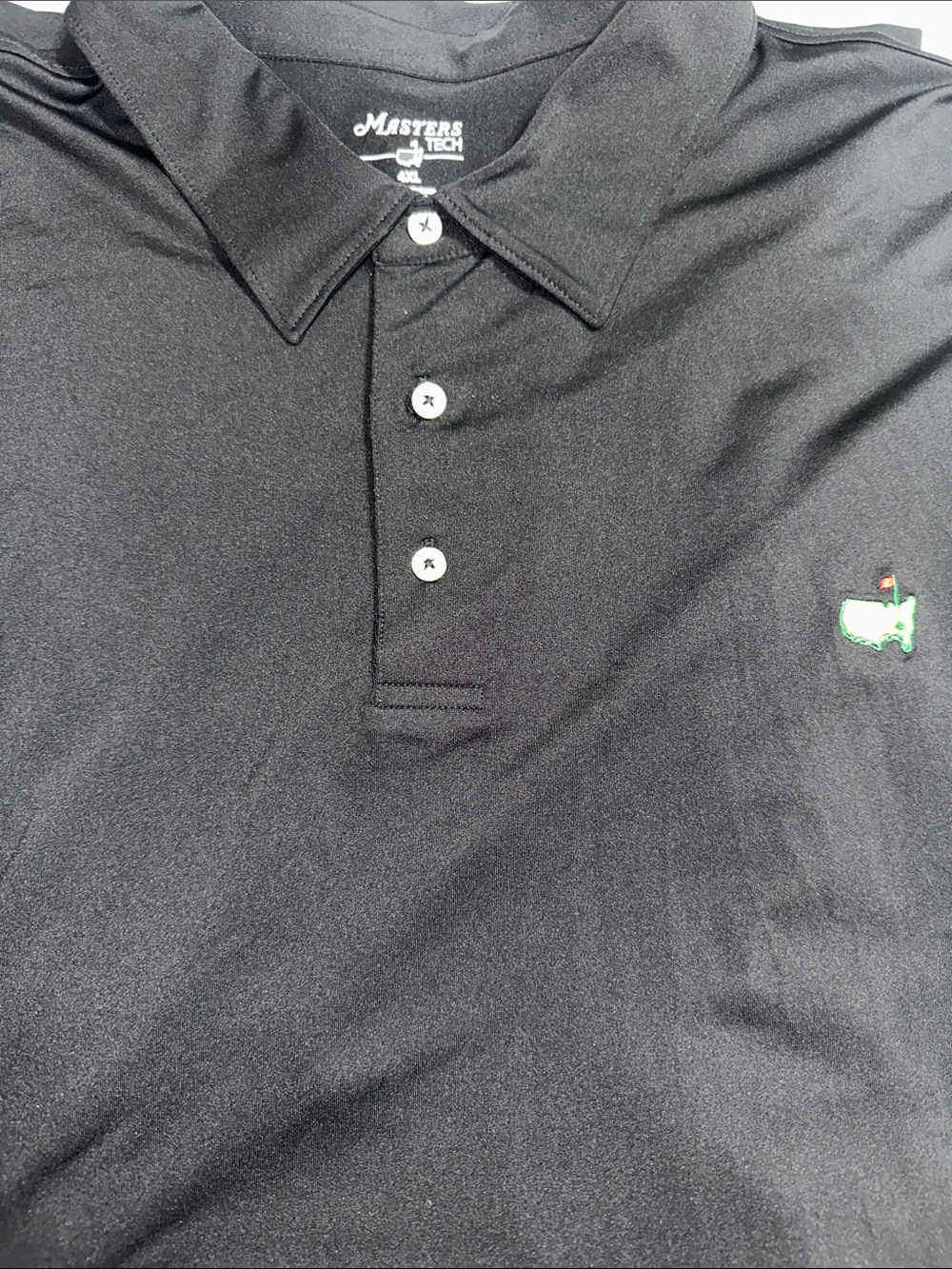 Masters Black Polo with Green Embroidered Logo